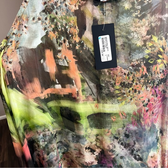 Bryn Walker Silk dress floral tie dye sheer shift Midi Dress Small NWT - Picture 12 of 17